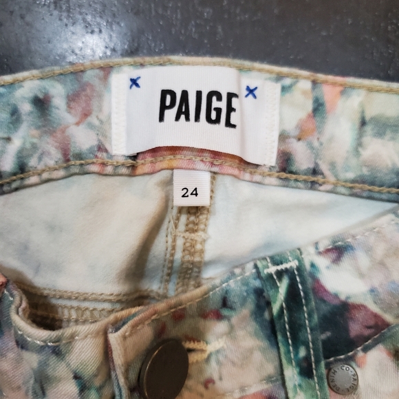 Paige tie-dyed Verdugo Ultra Skinny jeans size 24, green white cream pink orange - Picture 2 of 6